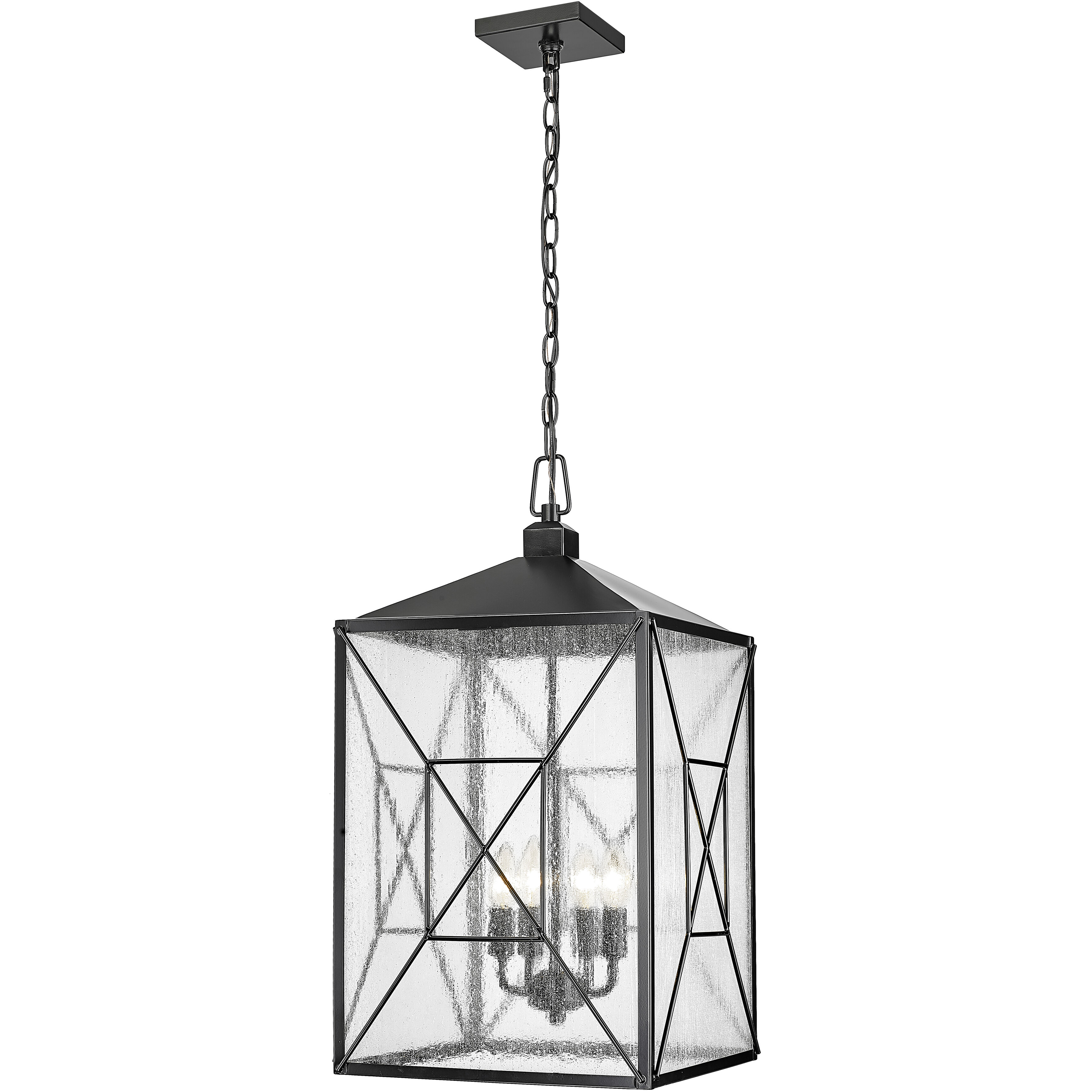 Caswell 4 Light 13.5 inch Powder Coated Black Outdoor Hanging Lantern